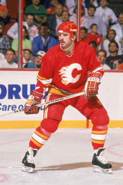 Ric Nattress playing for the Calgary Flames